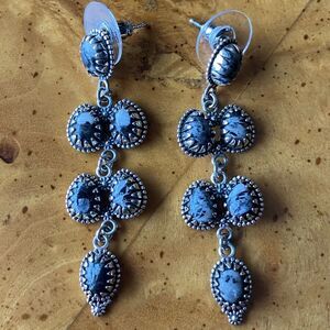 White Buffalo Turquoise Sterling Silver Dangle Earrings